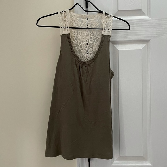 Banana Republic Tops - Banana Republic Olive/Crochet Top